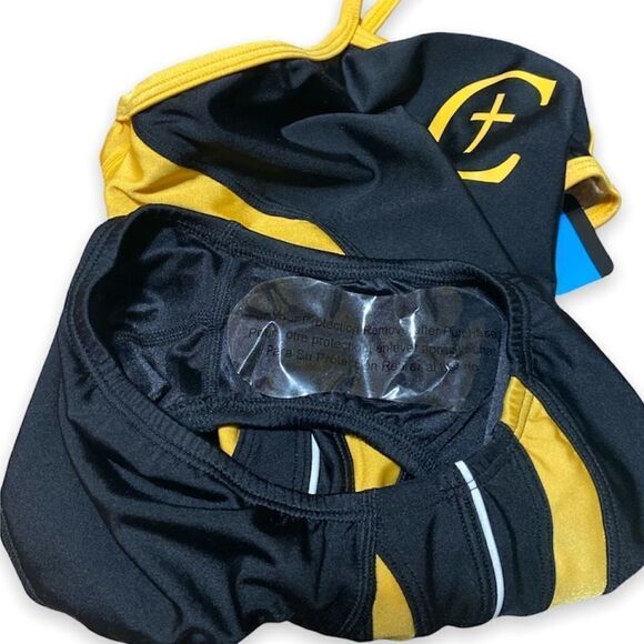 women’s Speedo Performance Race 2 One Piece Swimsuit Black Gold Size 30 - Picture 3 of 7